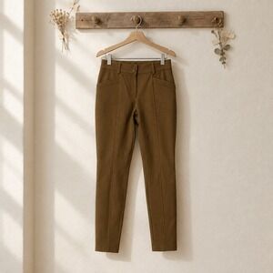Orvis Womens Tobacco Brown Equestrian Skinny Pants Double Button Trousers